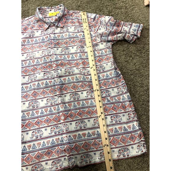 Roberta Roller Rabbit Men's Button Down Shirt Short Sleeve White Cotton - Picture 13 of 14